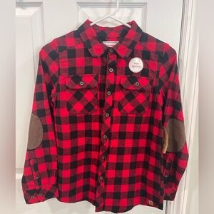 Canadian red/black button down flannel size large kids